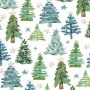CraftEmotions servetten 5st - Achtergrond decoratie kerstbomen groen 33x33cm Ambiente 33315485 (09-23)