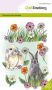 CraftEmotions clearstamps A6 - Konijnen en bloemen GB Dimensional stamp (02-23)