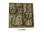 CraftEmotions Houten ornament - huisjes, kerk 25 pcs - box 10,5x10,5cm