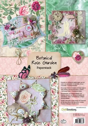 craftemotions paper stack botanical rose garden 11 sheets a4 