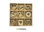 CraftEmotions Wooden ornament box - hearts 45 pcs - box 10,5x10,5cm