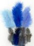 Feathers Marabou&Guinea mix blue 18 PC 