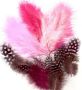 Feathers Marabou&Guinea mix pink 18 PC 