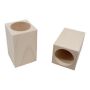 Holz Bleistift Box Holz Quadrat mit rund Öffnung Birken 5,9cmx5,9cmx9,6cm